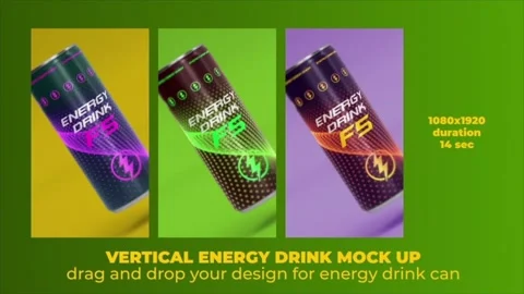 Vertical Energy Drink Mock Up After Effects stock