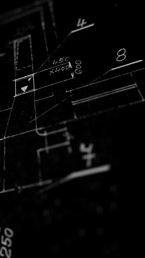 Vertical Engineering Blueprint CAD Data Screen and Technical Design Layout Stock Footage 342018770