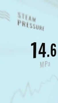 Vertical engineering display isolates a steam pressure reading of 14.6 Stock-Fotos