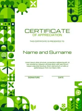 Vertical environment ecology certificate template Stock Illustration