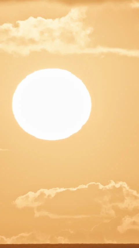 Vertical Evening Sunset Barcelona, Orange Sky Timelapse, Sun Descending Into Sea Video stock 301041209