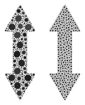 Vertical Exchange Arrow Icon - Collage of Covid Virus Biological Hazard Stock Illustration