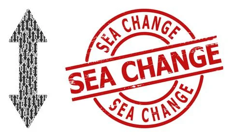 Vertical Exchange Arrow Icon Recursive Collage and Grunge Sea Change Seal Stock Illustration