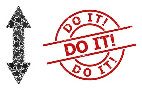 Vertical Exchange Arrow Star Mosaic and Do It! Grunge Stamp Stock Illustration