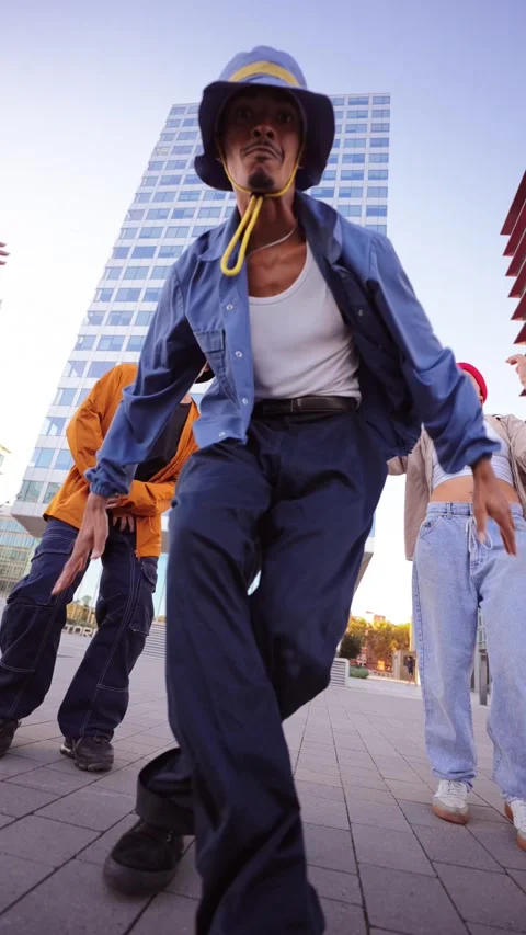 Vertical. Exciting Breakdancing Scene Featuring Talented Performers Video stock 306299878