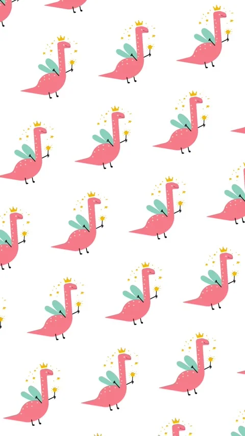 Vertical  fairy dinosaur seamless pattern looping animation Stock Footage 343670622