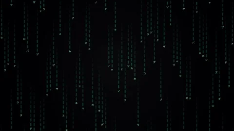 Vertical Falling Green Digital Code Rain Animation on Black Background Video stock 335196972
