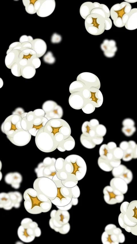 Vertical Falling Popcorn Kernels on Black Background Animation Stock Footage 327114152