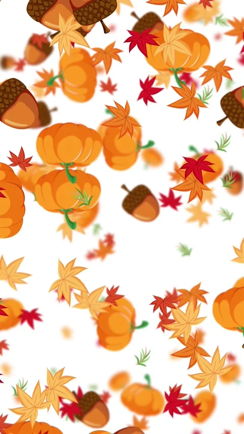 Vertical Falling Pumpkins, Acorns, and Autumn Maple Leaves Stock Footage 325152266