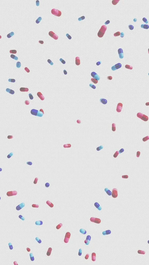 Vertical Falling Red Blue SciFi Capsule Pills 4K Loop Alpha Video stock 334304948