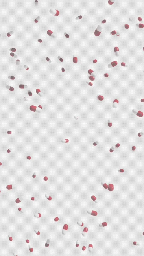 Vertical Falling Red White Medical Capsule Pills 4K Loop Video stock 334304931