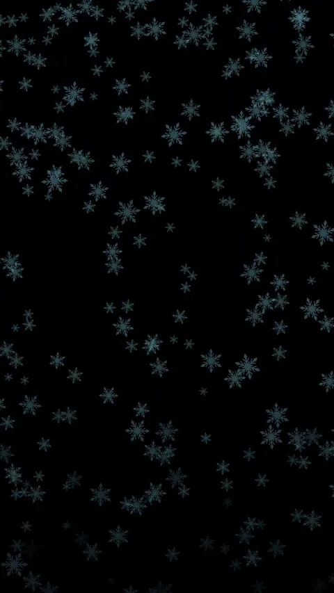 Vertical Falling Snowflakes Black Background 4K Loop Overlay Video stock 333746775