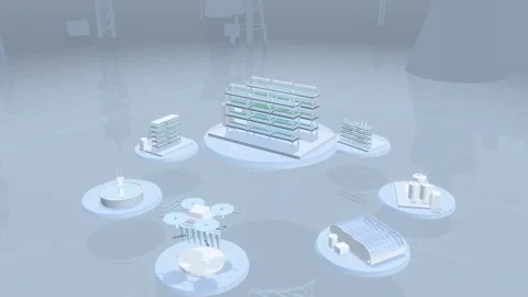 Vertical Farm Grow Racks Above Led Tier And Harvest Robot Platforms In A Bright Vídeo Stock 344103553