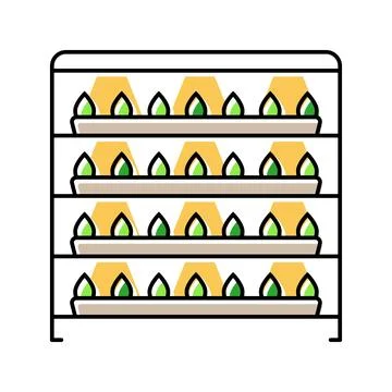 Vertical farming rack agri tech color icon vector illustration Stock Illustration