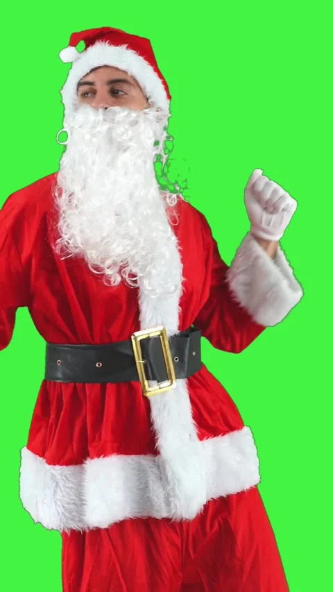 Vertical Festive Santa Claus dancing energetically chroma key Stock Footage 285348269