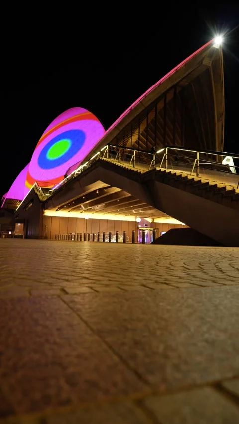Vertical few people at Sydney Opera House during VIVID 6K Stock Footage 310394366
