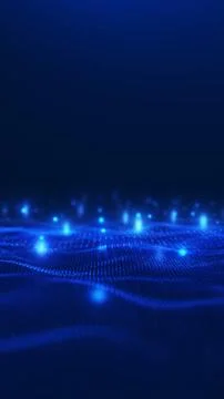 Vertical field of glowing blue particles forming smooth waves. Ideal for te.. Illustration