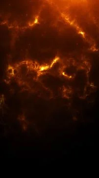 Vertical fiery plasma cloud with glowing orange nebula veins, smoky cosmic .. Stockillustratie