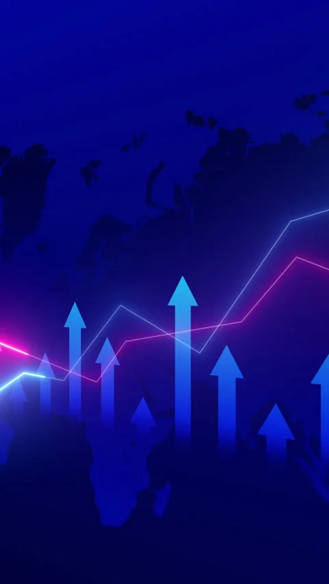 Vertical Finance Chart with Glowing Lines and Abstract Shapes. Video stock 317301518