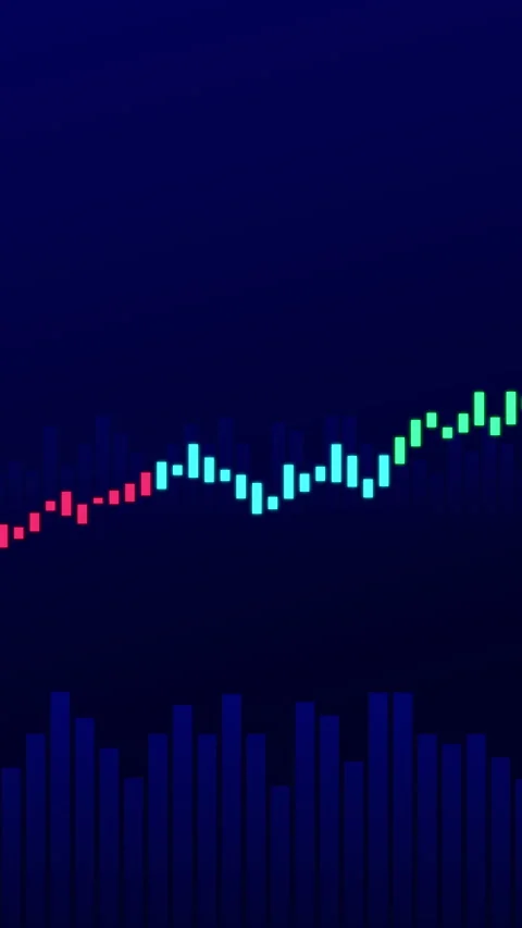 Vertical Financial Candlestick Chart with Glowing Dots. Stock Footage 317301500