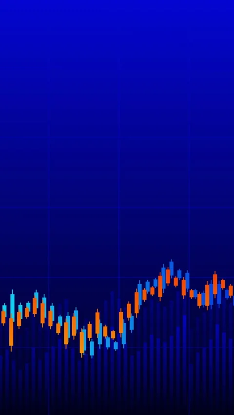 Vertical Financial Candlestick Chart with HUD Elements and Grid. Stock Footage 317301631