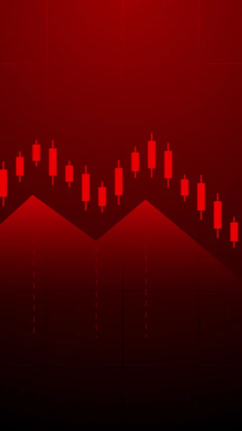 Vertical Financial Graph with Glowing Line Showing Downtrend. Stock Footage 317301588