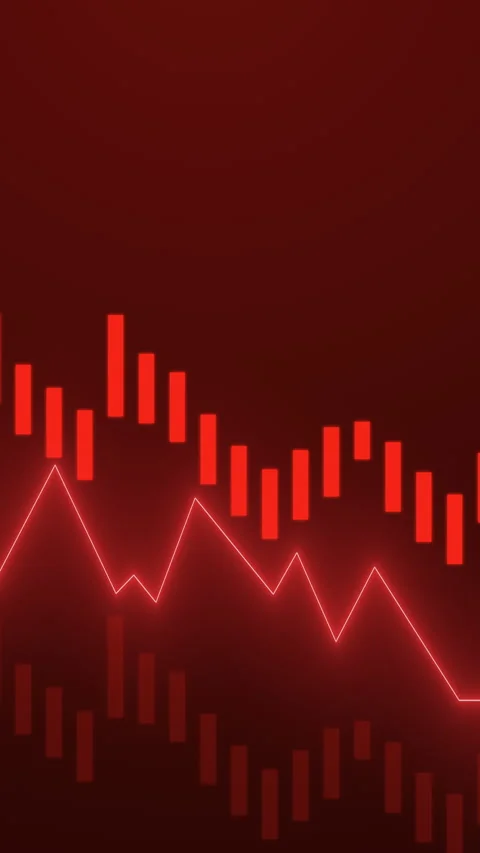 Vertical Financial Graph with Glowing Lines Showing a Downtrend. Stock Footage 317301558