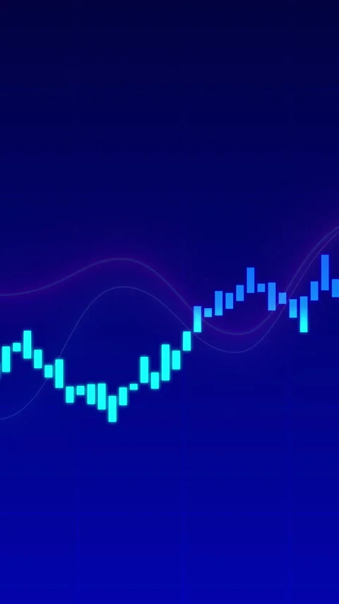 Vertical Financial Graph with Glowing Lines in Blue and Pink. Video stock 317301608