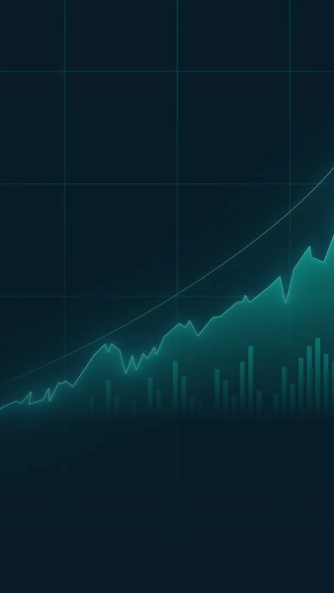 Vertical Financial Graph with a Rising Line on a Dark Blue Background. Stock Footage 317301636