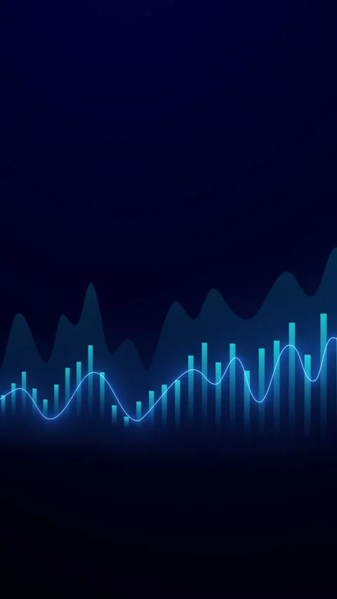 Vertical Financial Graph with Wavy Lines on a Dark Background. Stock Footage 317301545