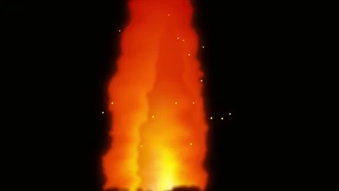 Vertical Fire Flame Loop on Black Background Stock Footage 340666993