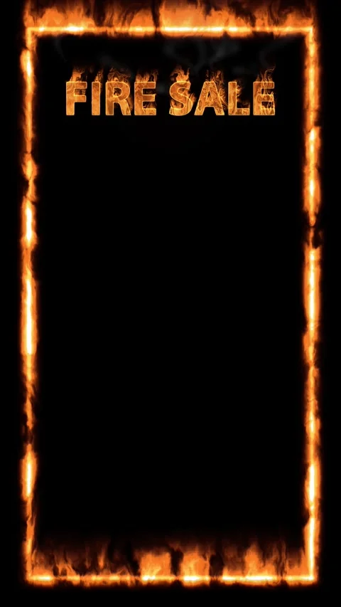 Vertical Fire Sale Text with Burning Rectangular Frame Stock Footage 344518642