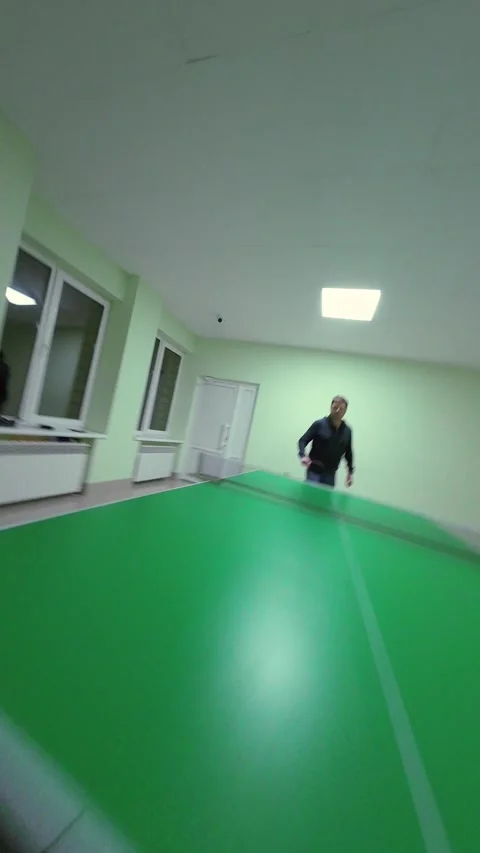 Vertical First-Person POV Table Tennis: Real-Time Paddle-Mounted Camera Gam.. Stock-Footage 305459192