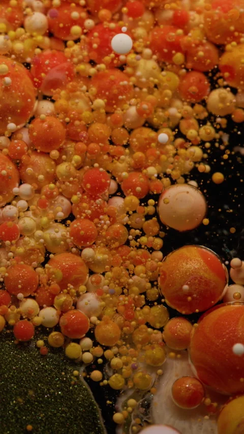Vertical fizzy liquid paint bubble glitter drop Stock Footage 314629563