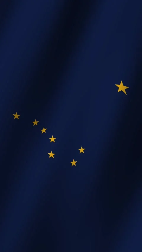 Vertical Flag of Alaska waving animation, Vertical Alaska Flag footage video Stock Footage 282905261