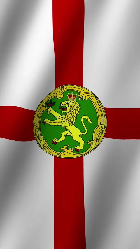 Vertical Flag of Alderney waving animation, Vertical Alderney Flag footage v Stock Footage 295595381