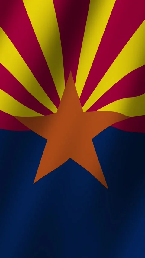 Vertical Flag of Arizona waving animation, Vertical Arizona Flag footage vid Stock Footage 282905226