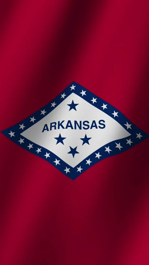 Vertical Flag of Arkansas waving animation, Vertical Arkansas Flag footage v Stock Footage 282905267