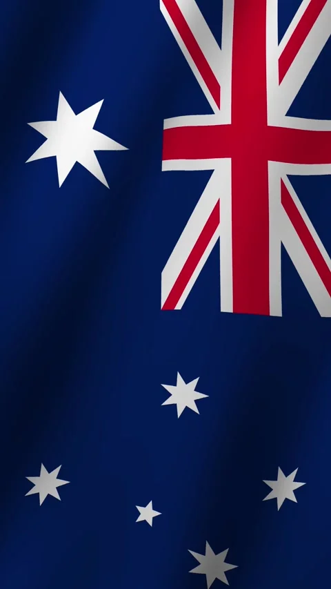 Vertical Flag of Australia waving animation, Australia Flag footage video wa Stock Footage 294444989