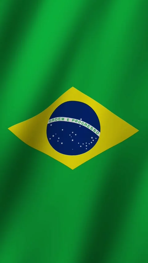 Vertical Flag of Brazil waving animation, Brazil Flag footage video waving i Stock Footage 294635896