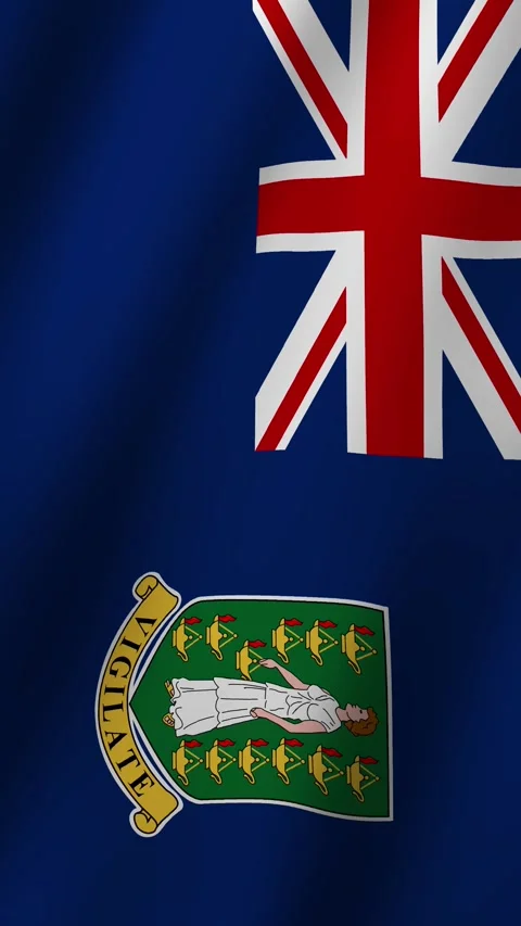 Vertical Flag of British Virgin Islands waving animation, Vertical British V Stock Footage 295728224