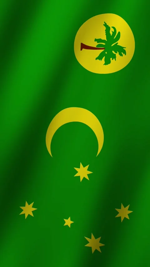 Vertical Flag of Cocos (Keeling) Islands waving animation, Vertical Cocos (K Stock-Footage 295824433