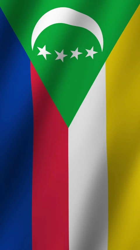 Vertical Flag of Comoros waving animation, Vertical Comoros Flag footage vid Stock-Footage 295004451