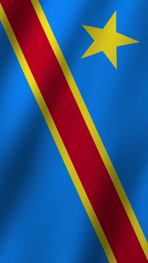 Vertical Flag of Democratic Republic of the Congo waving animation, DR Congo Stock Footage 294725238