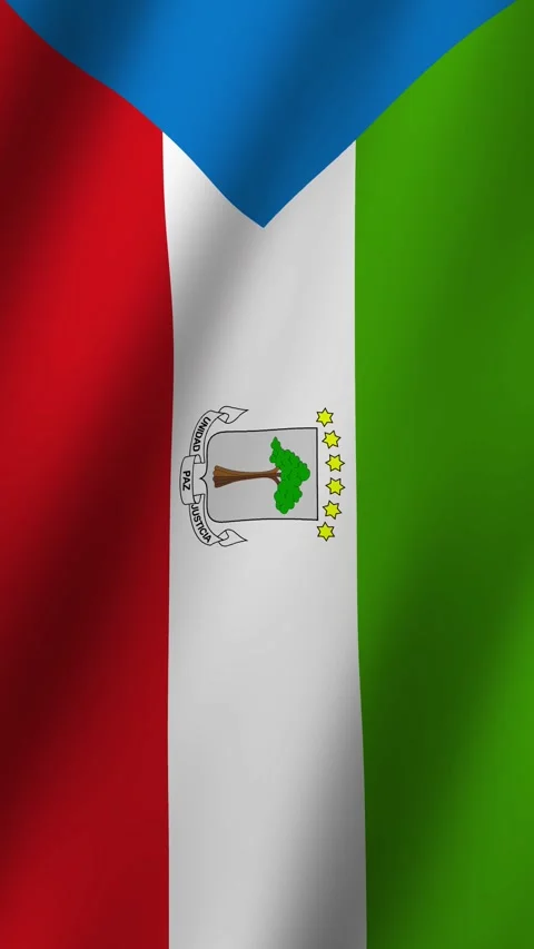 Vertical Flag of Equatorial Guinea waving animation, Vertical Equatorial Gui Video stock 294951502