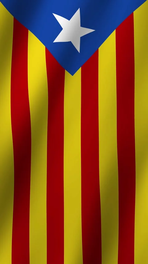Vertical Flag of Estelada waving animation, Estelada Flag footage video wavi Stock Footage 294635856