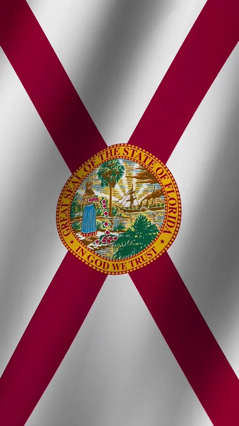 Vertical Flag of Florida waving animation, Vertical Florida Flag footage vid Stock-Footage 283139360