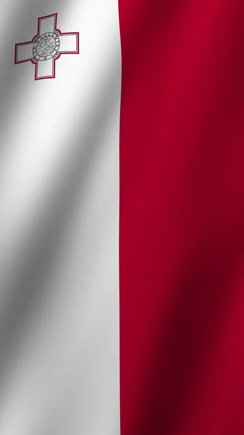 Vertical Flag of Malta waving animation, Vertical Malta Flag footage video w Video stock 294840591