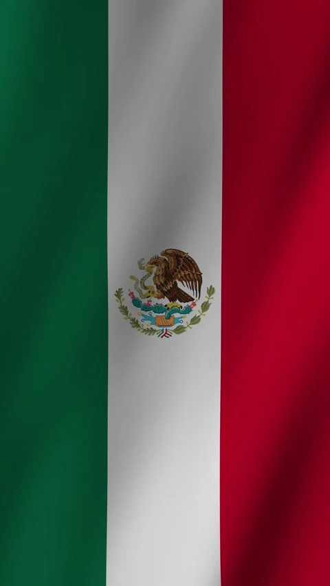 Vertical flag of Mexico waving softly in a gentle breeze Stock Footage 304681307