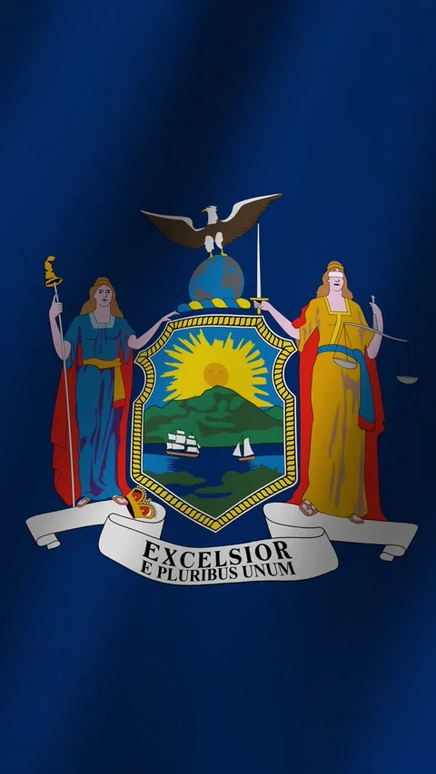 Vertical Flag of New York (state) waving animation, Vertical New York (state Stock Footage 283571199